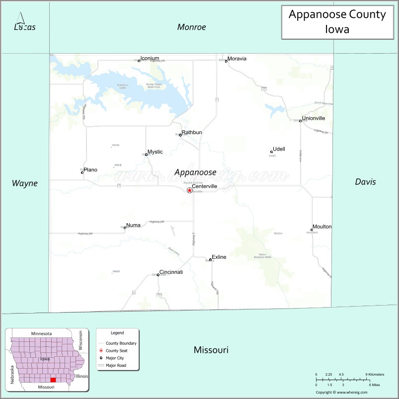 Map of Appanoose County, Iowa