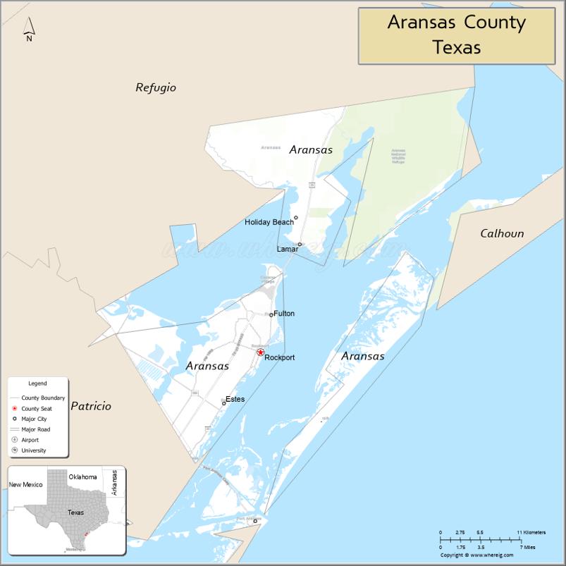 Map of Aransas County, Texas