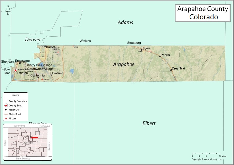Map of Arapahoe County, Colorado