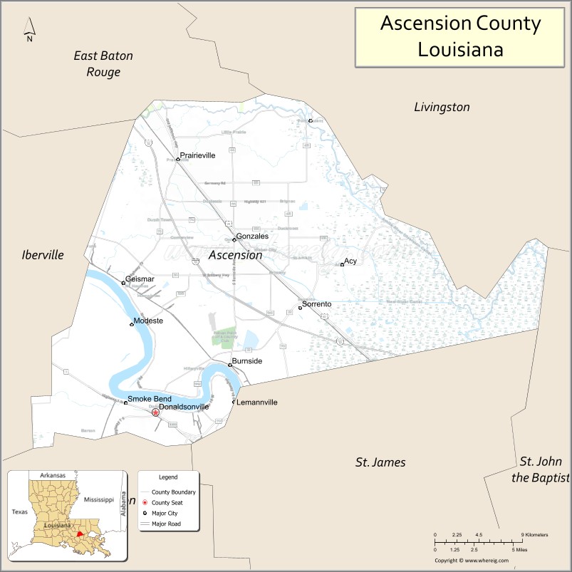 Map of Ascension Parish, Louisiana