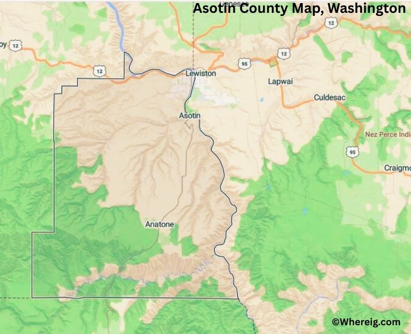 Map of Asotin County, Washington