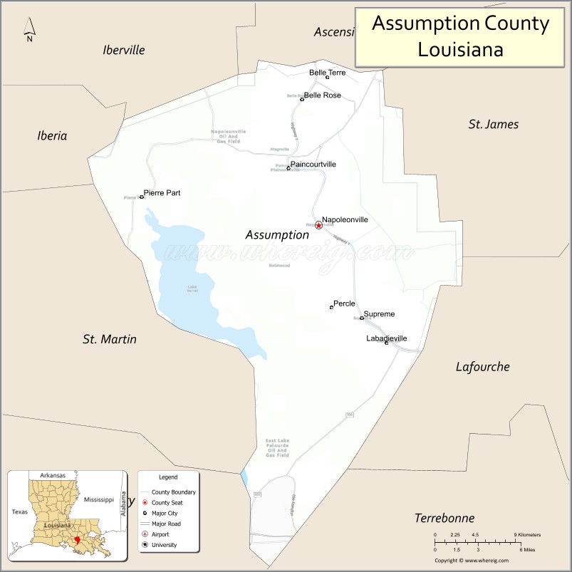 Map of Assumption Parish, Louisiana