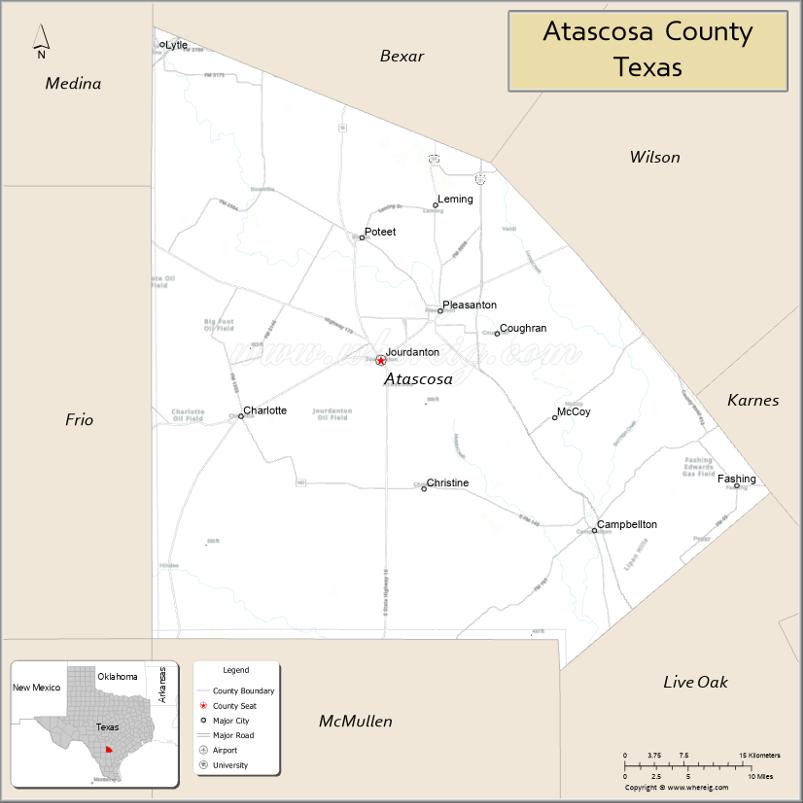 Map of Atascosa County, Texas