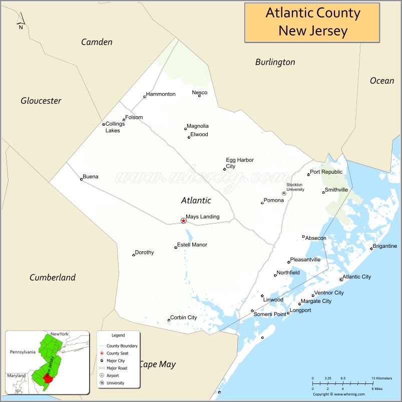 Map of Atlantic County, New Jersey