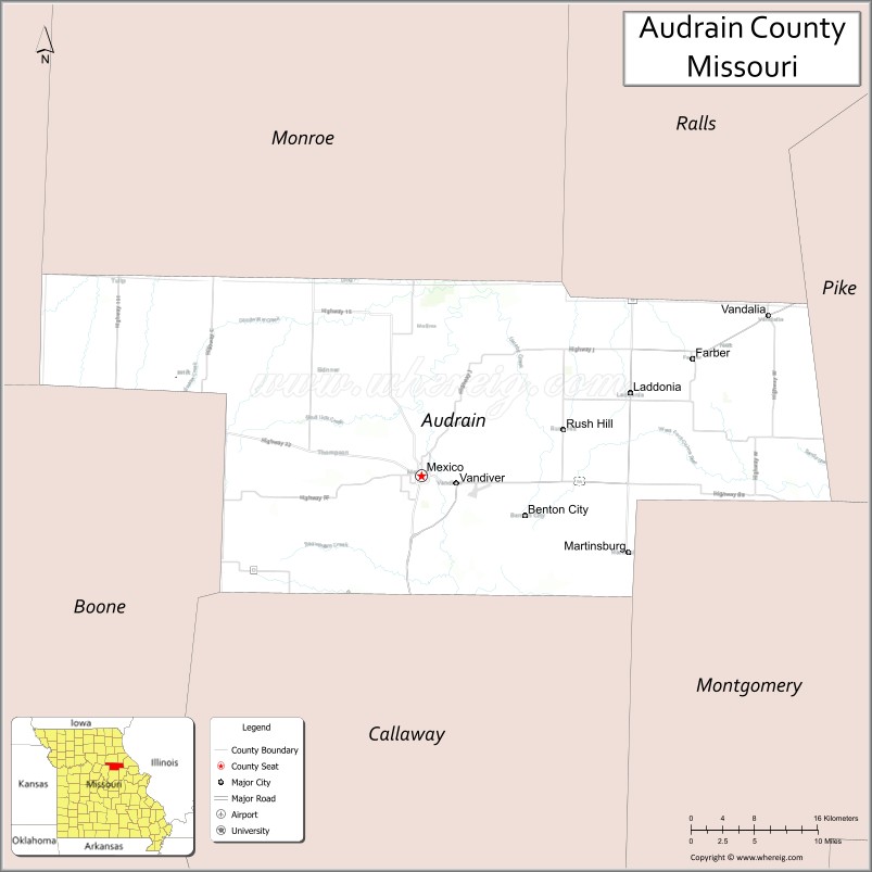Map of Audrain County, Missouri