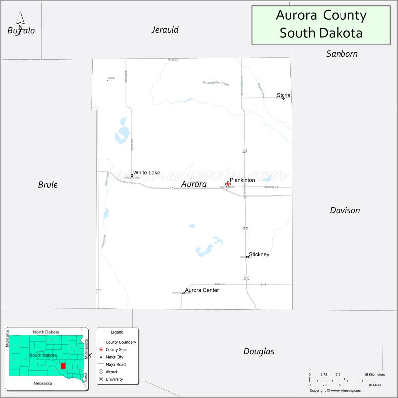 Map of Aurora County, South Dakota