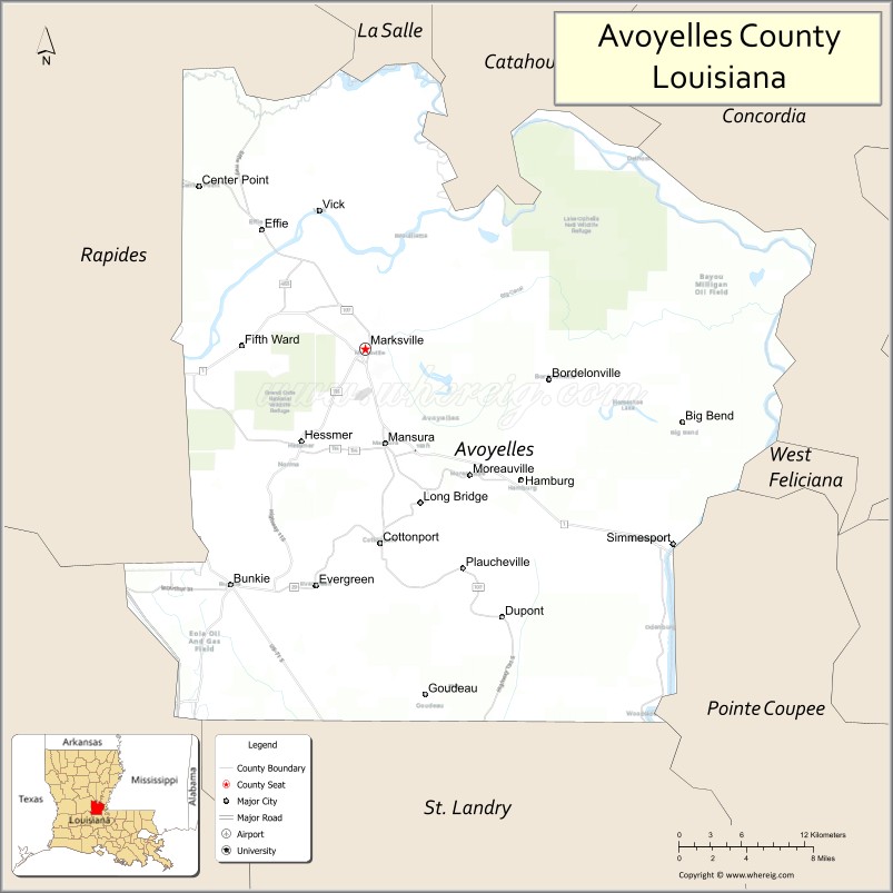 Map of Avoyelles Parish, Louisiana