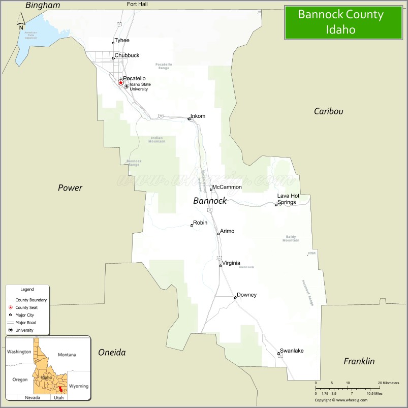 Map of Bannock County, Idaho