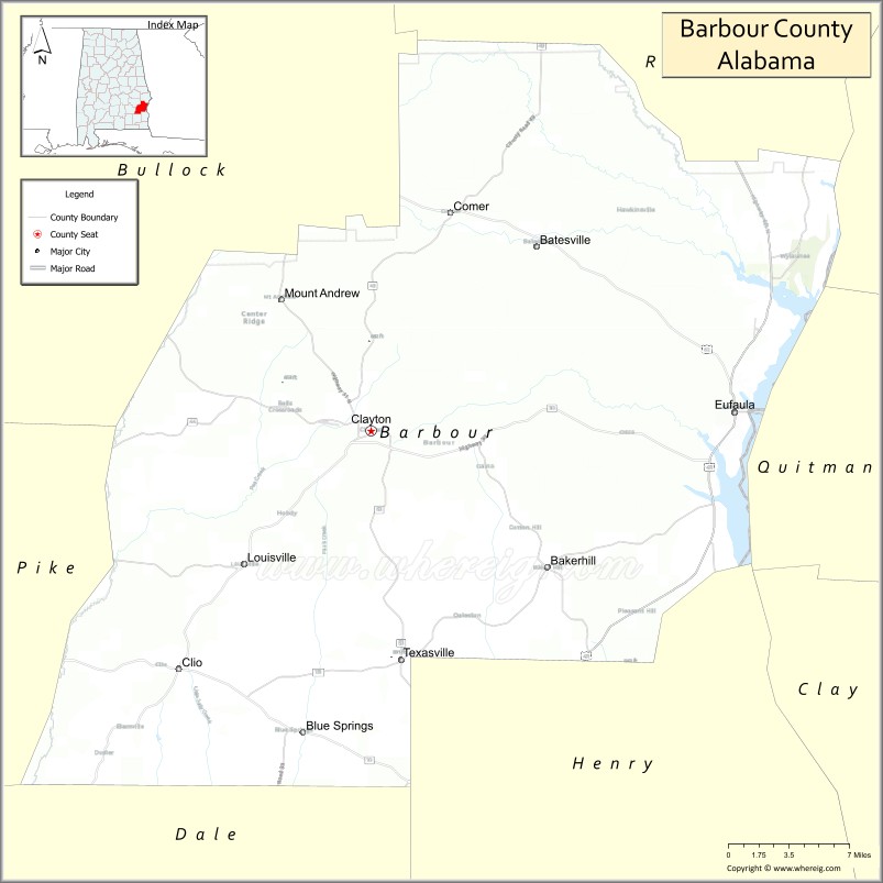 Map of Barbour County, Alabama