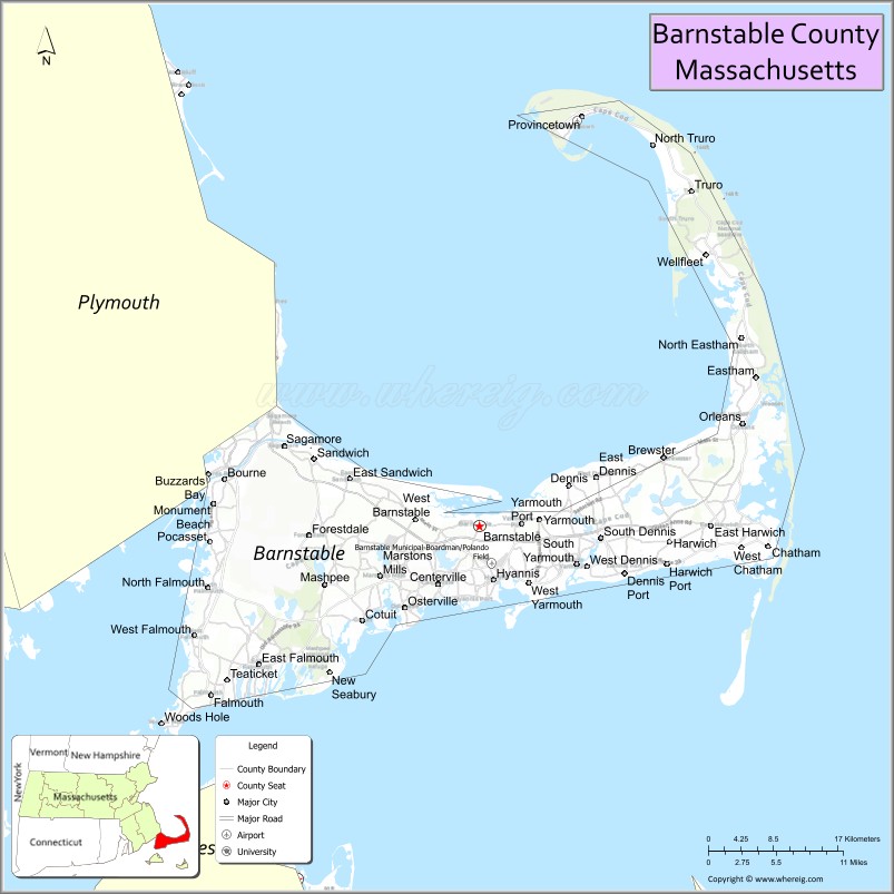 Map of Barnstable County, Massachusetts