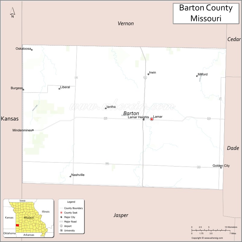 Map of Barton County, Missouri