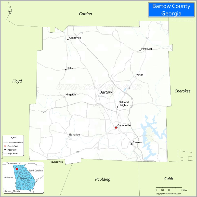 Map of Bartow County, Georgia