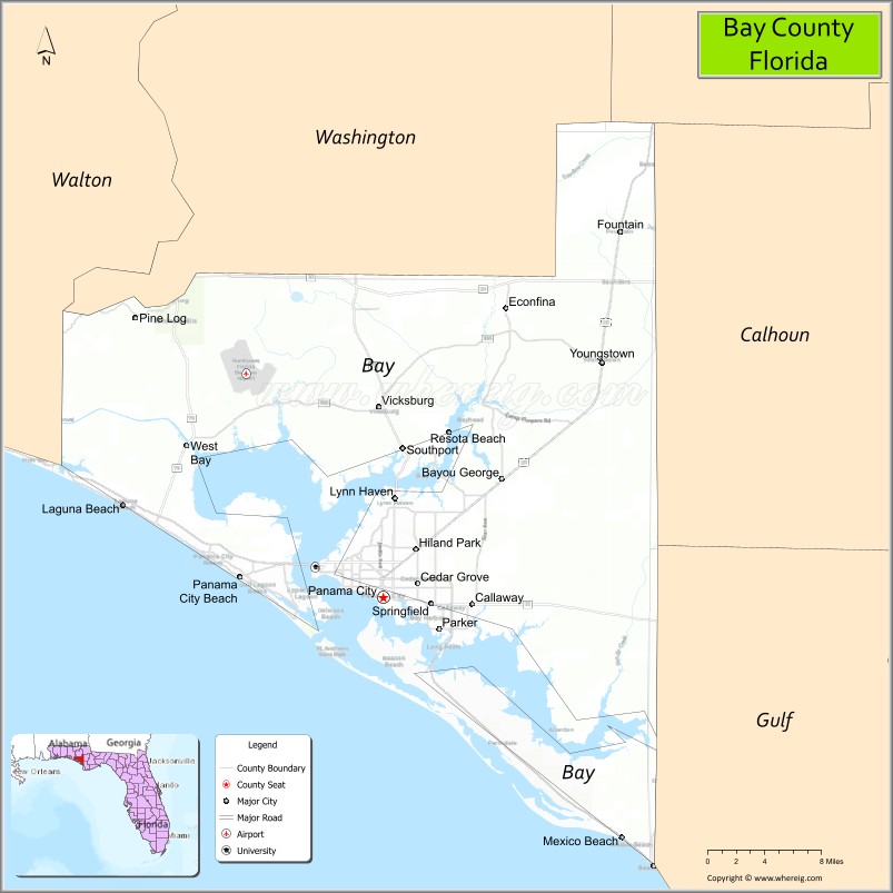 Map of Bay County, Florida