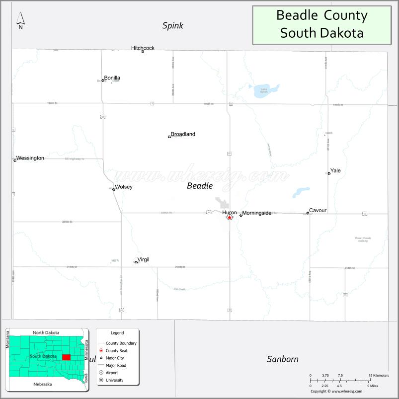 Map of Beadle County, South Dakota