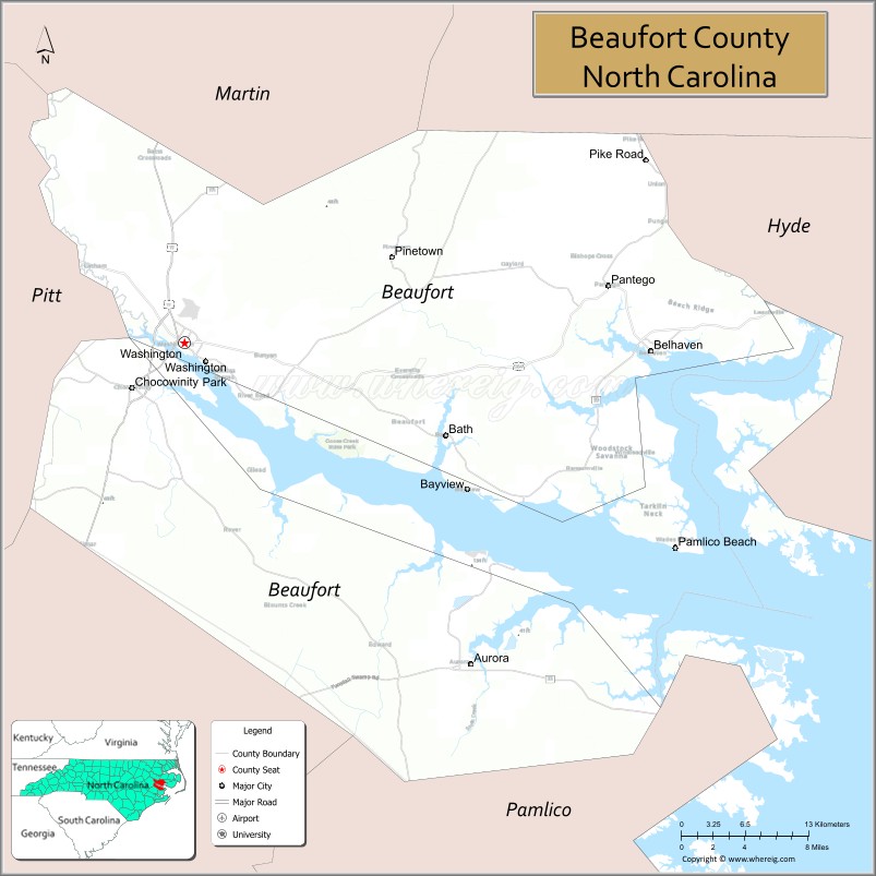 Map of Beaufort County, North Carolina