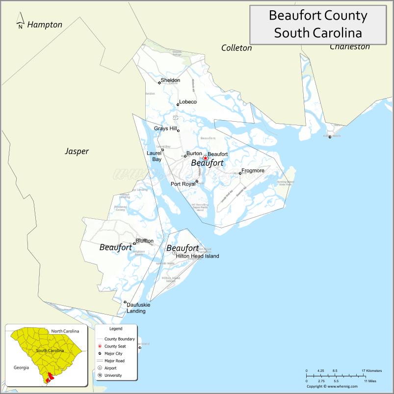 Map of Beaufort County, South Carolina