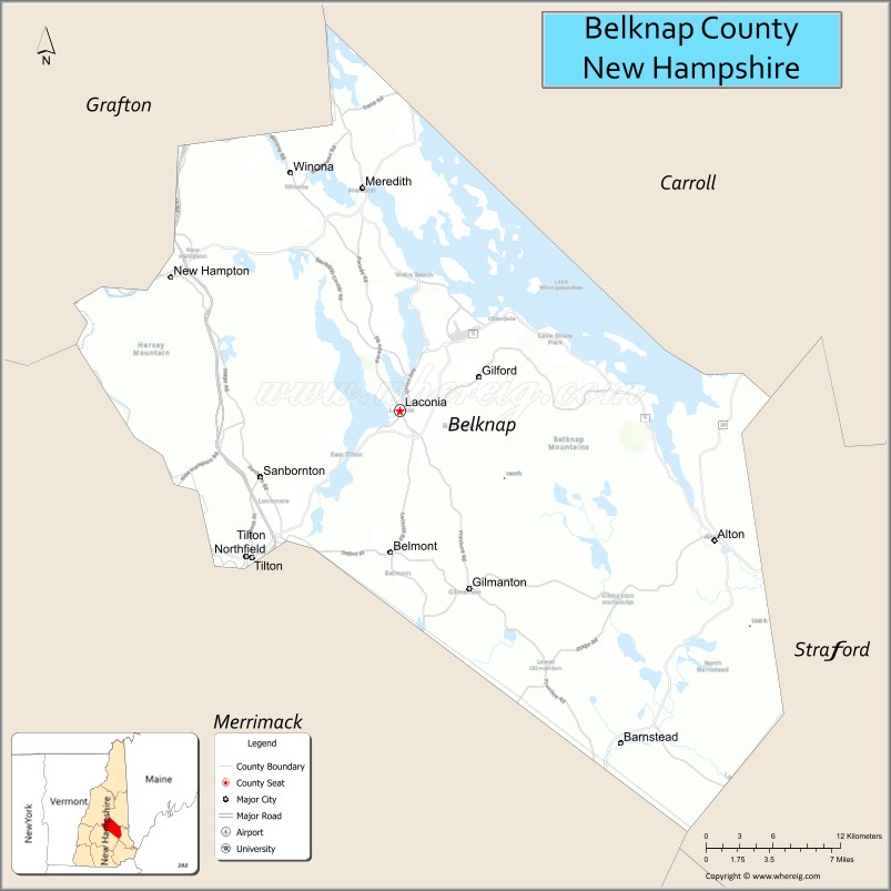 Map of Belknap County, New Hampshire