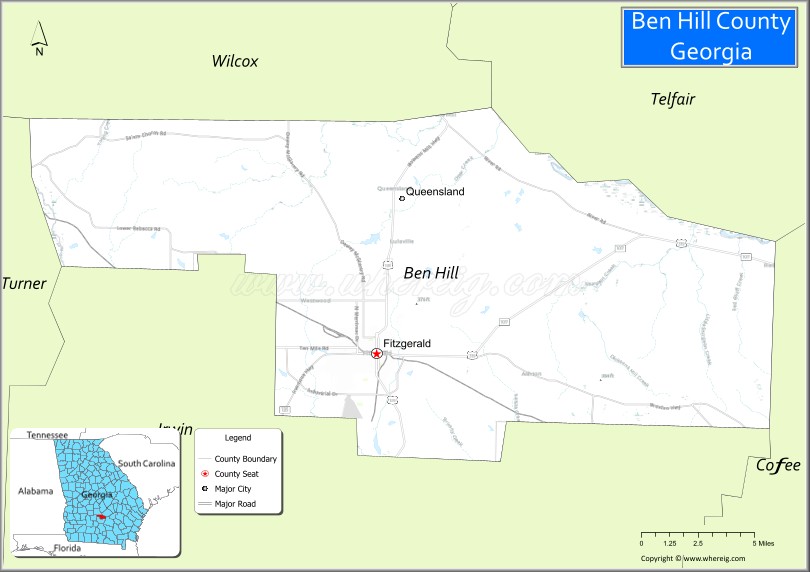 Map of Ben Hill County, Georgia