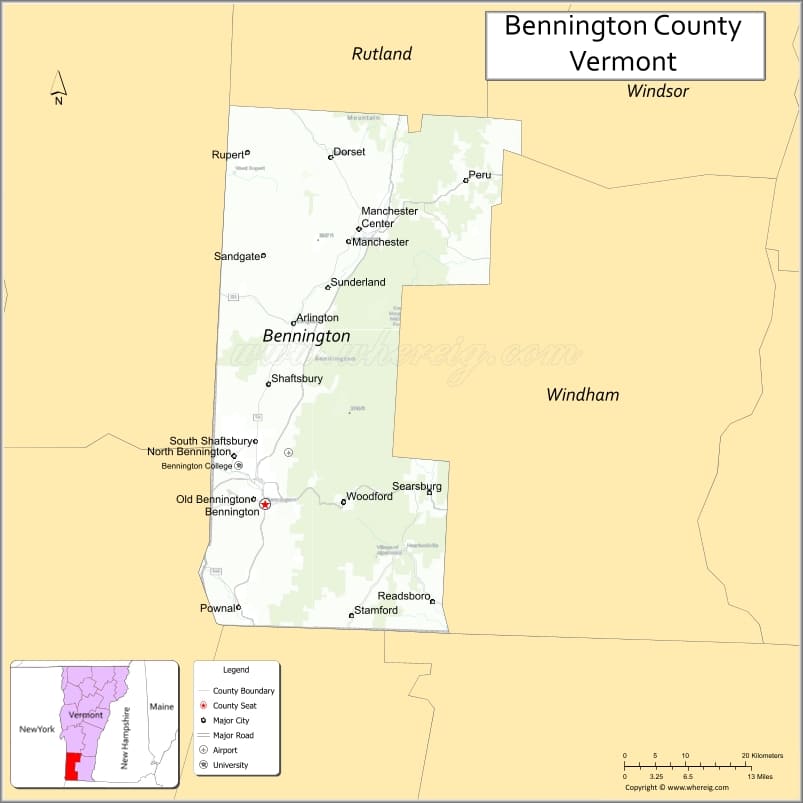 Map of Bennington County, Vermont