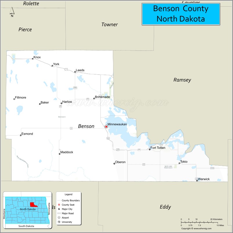Map of Benson County, North Dakota