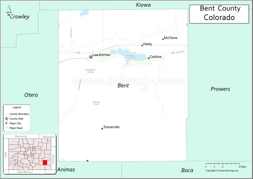 Map of Bent County, Colorado