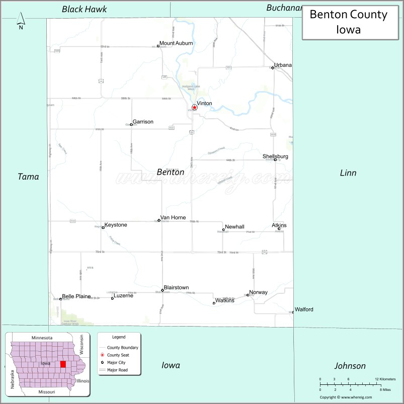Map of Benton County, Iowa