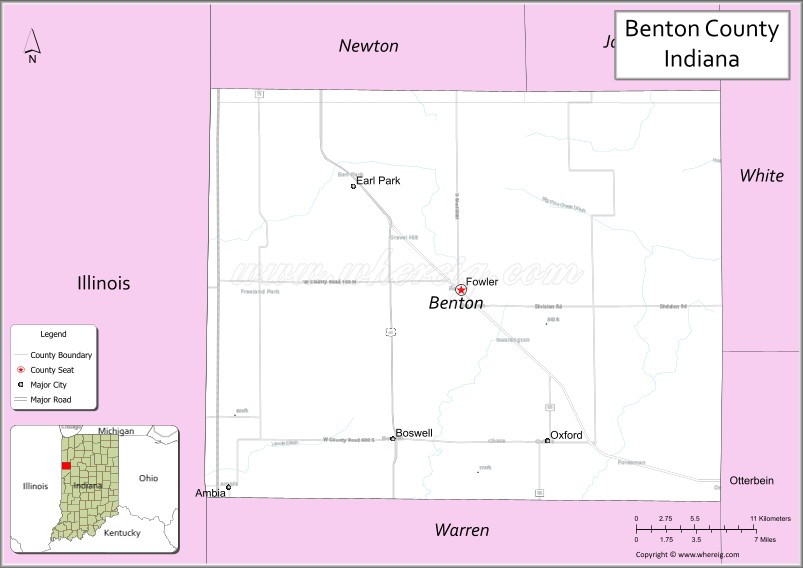 Map of Benton County, Indiana