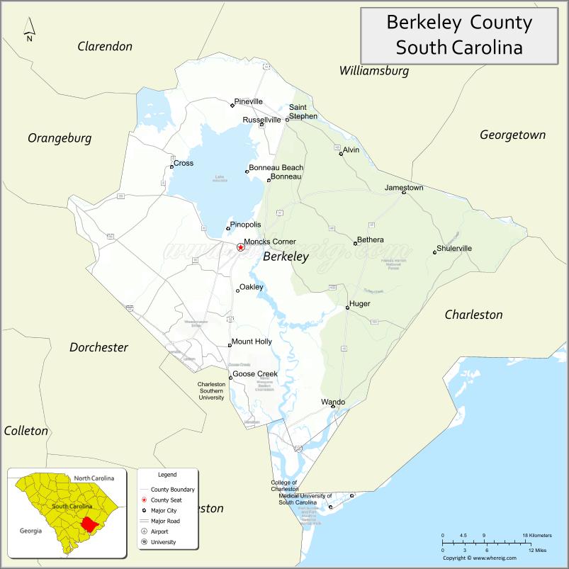 Map of Berkeley County, South Carolina