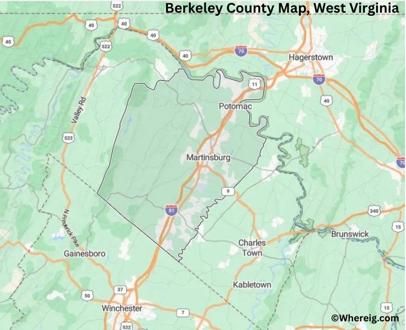 Map of Berkeley County, West Virginia