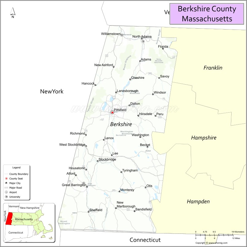 Map of Berkshire County, Massachusetts