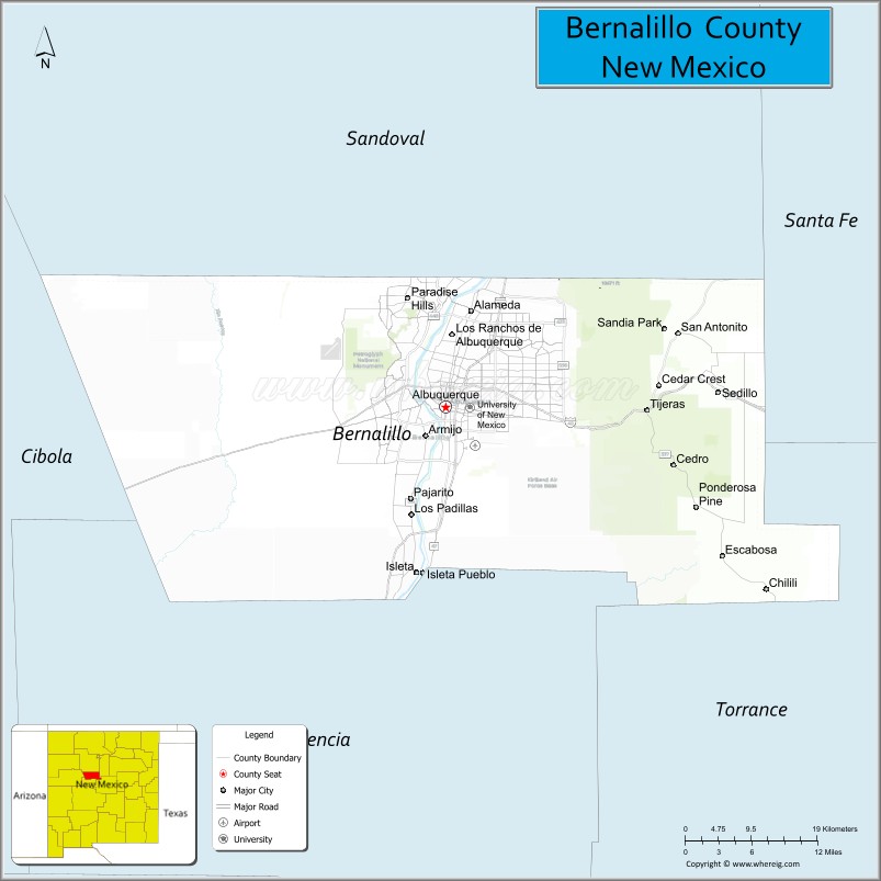 Map of Bernalillo County, New Mexico