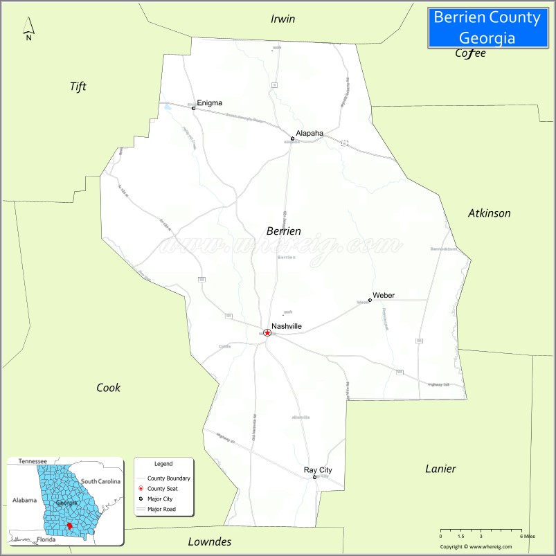 Map of Berrien County, Georgia