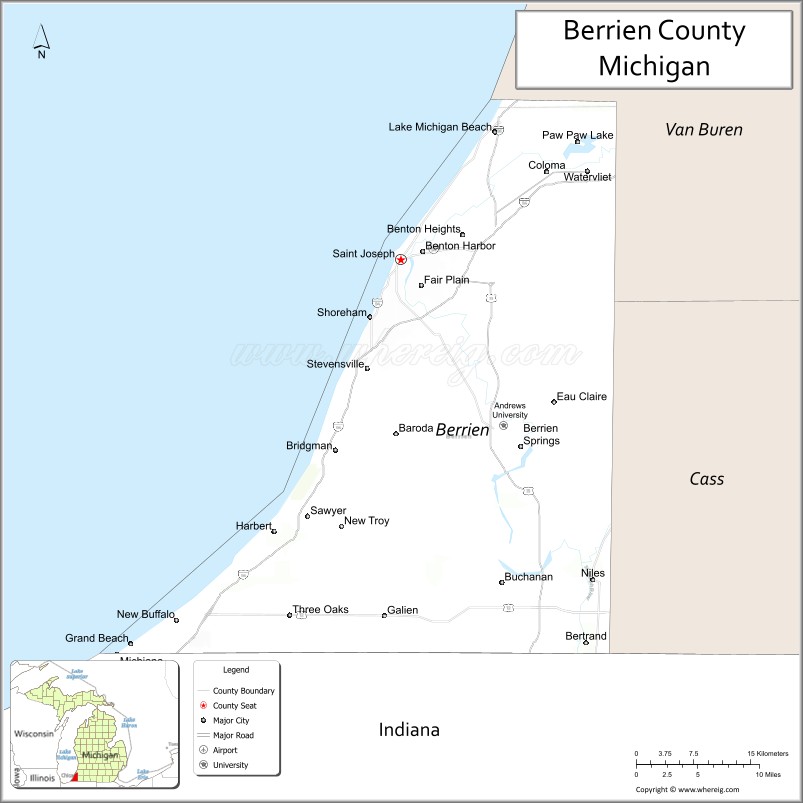 Map of Berrien County, Michigan