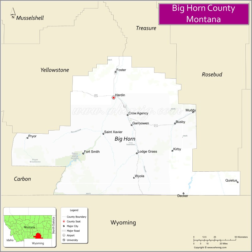 Map of Big Horn County, Montana