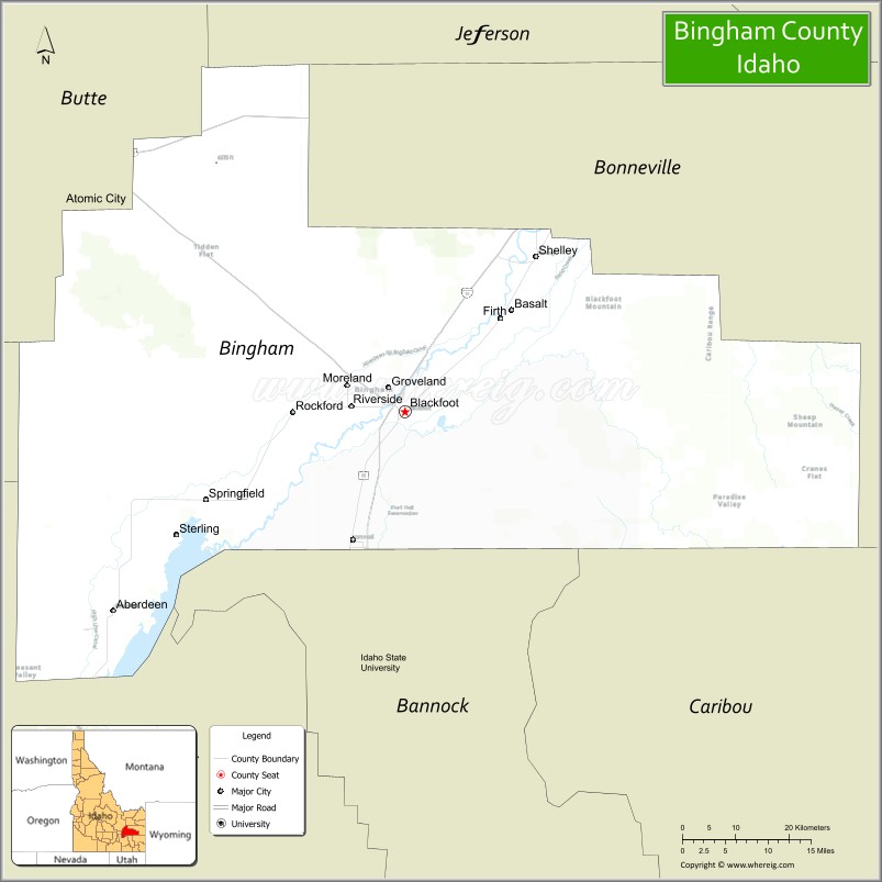 Map of Bingham County, Idaho