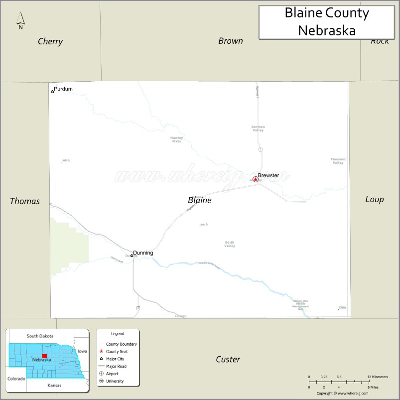 Map of Blaine County, Nebraska