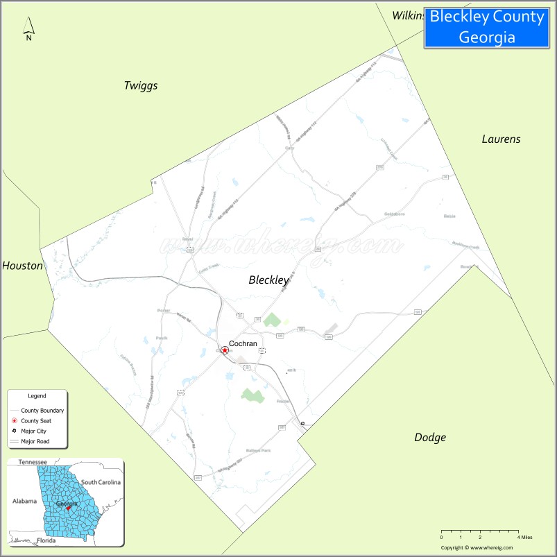 Map of Bleckley County, Georgia