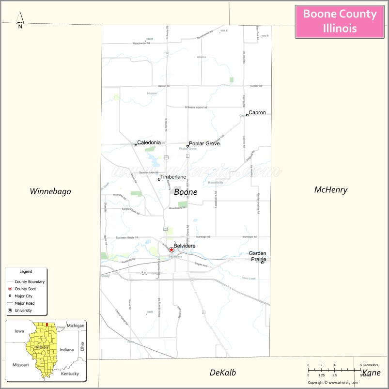 Boone County Map, Illinois