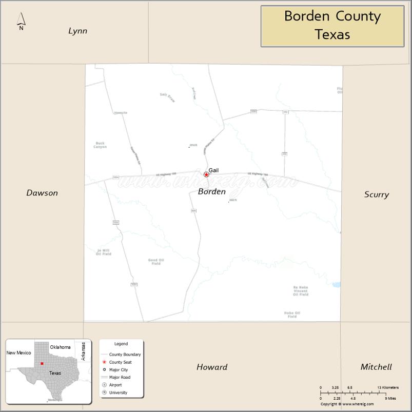 Map of Borden County, Texas