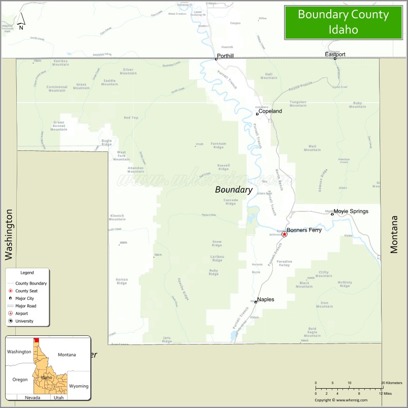Map of Boundary County, Idaho
