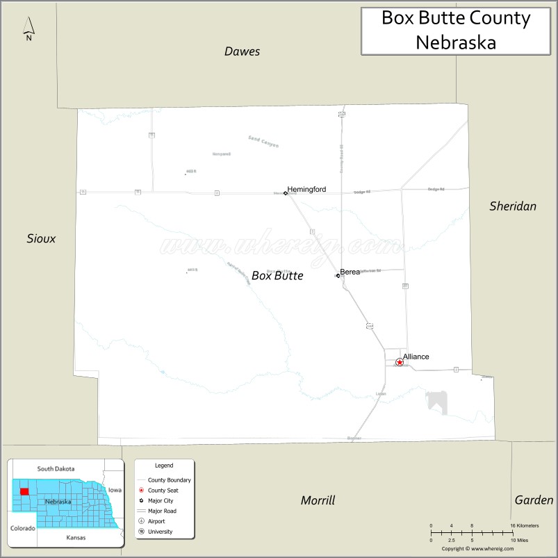 Map of Box Butte County, Nebraska