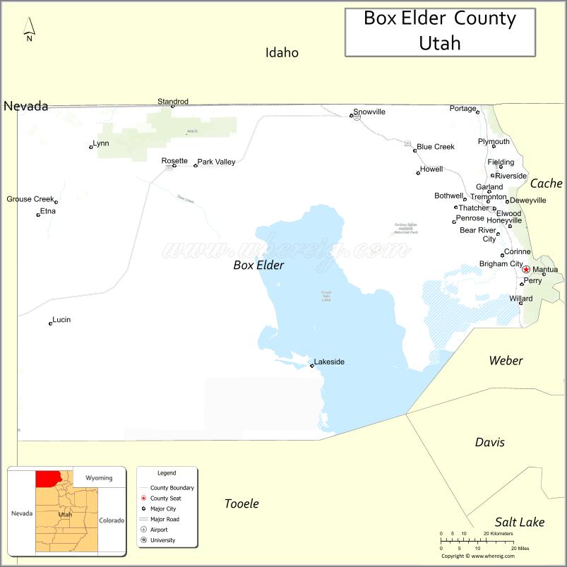 Map of Box Elder County, Utah
