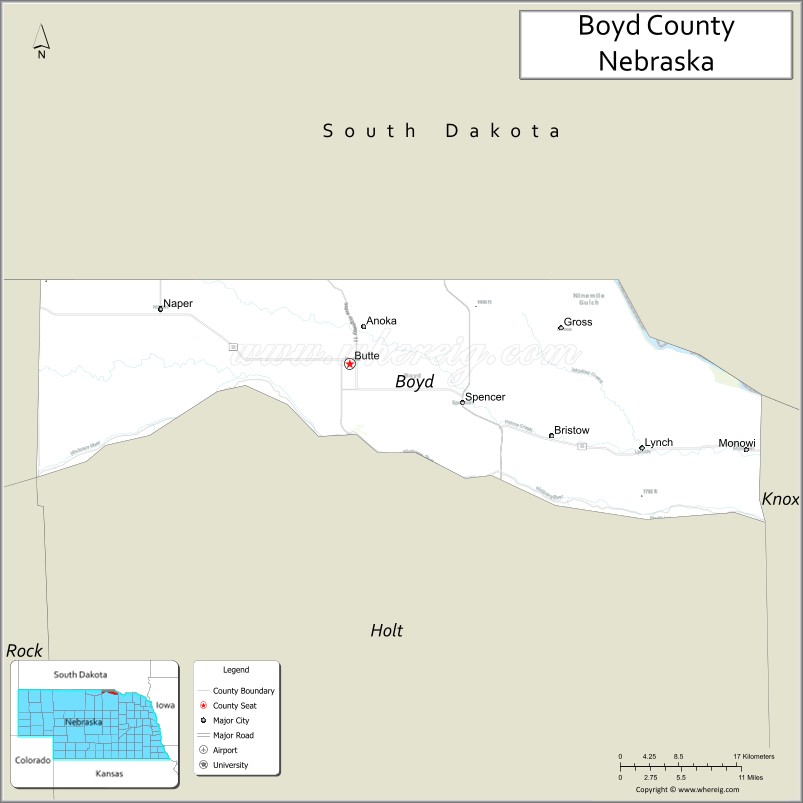 Map of Boyd County, Nebraska