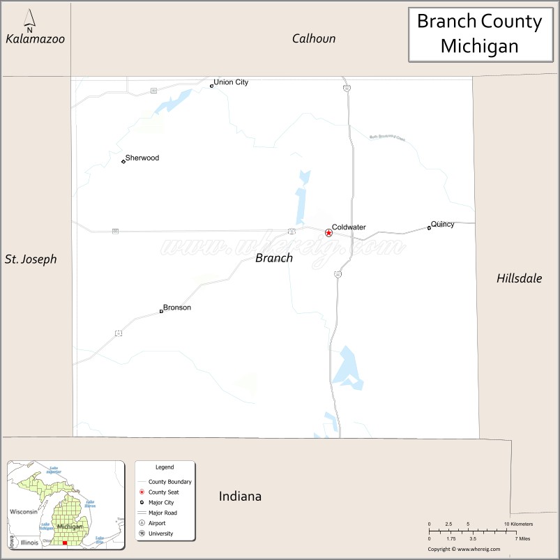 Map of Branch County, Michigan