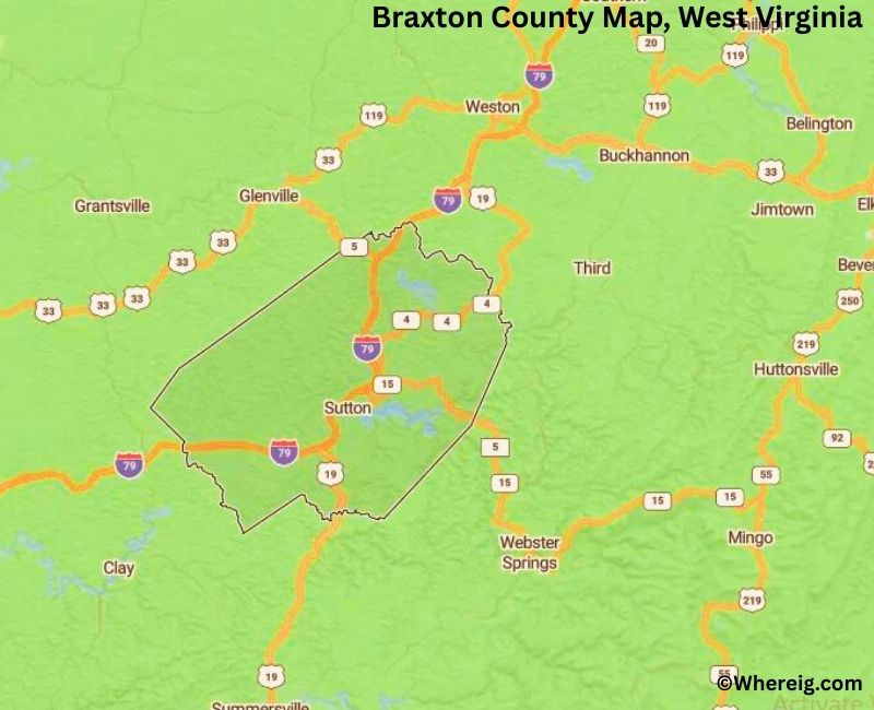 Map of Braxton County, West Virginia