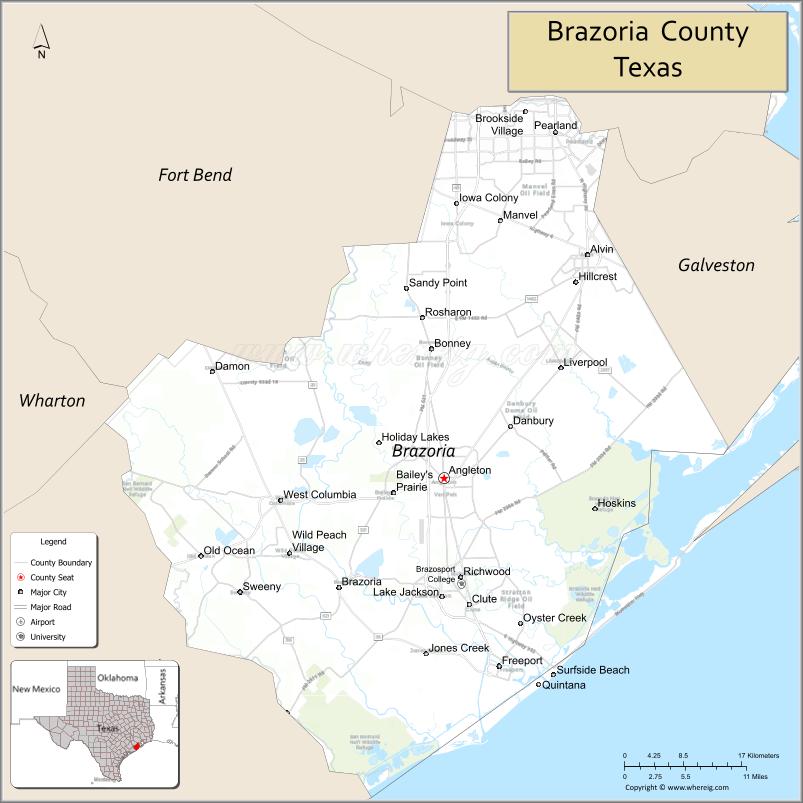 Map of Brazoria County, Texas