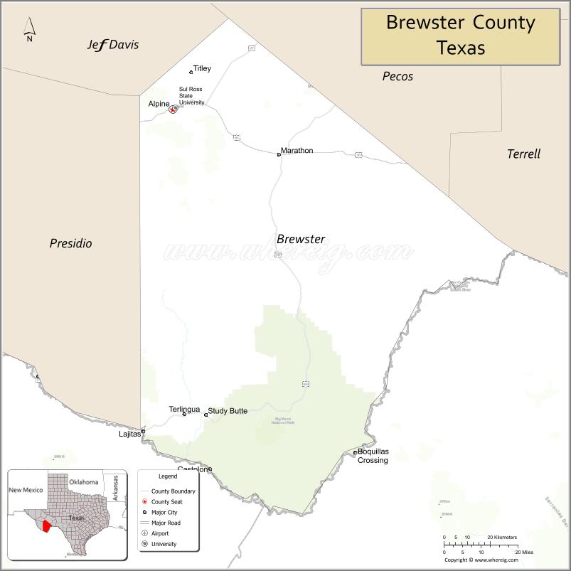 Map of Brewster County, Texas