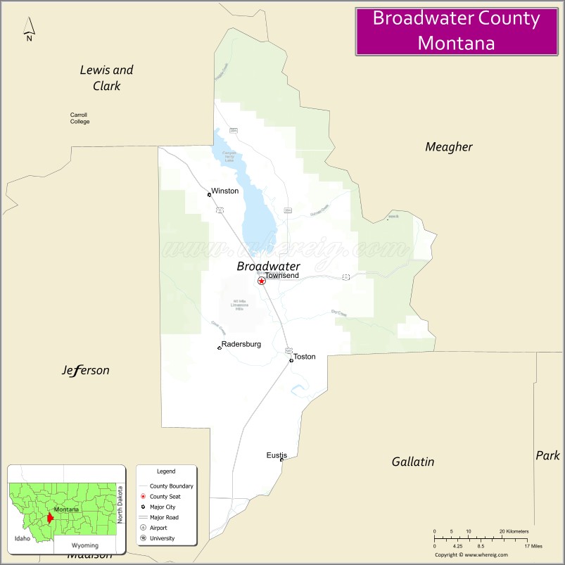 Map of Broadwater County, Montana