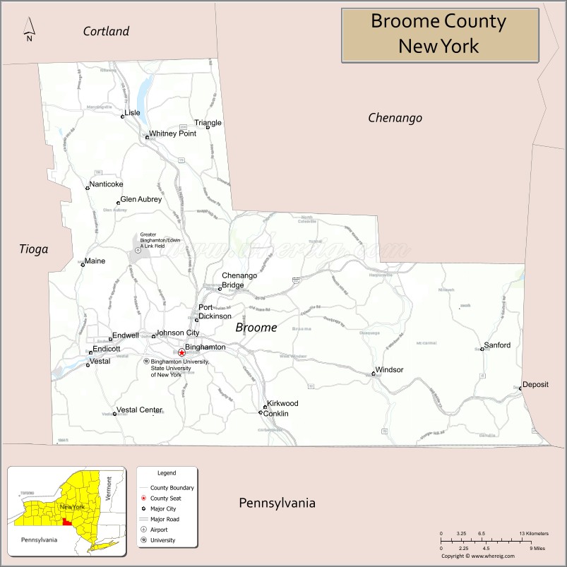 Map of Broome County, New York