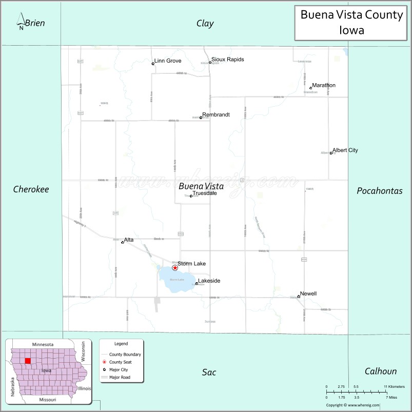 Map of Buena Vista County, Iowa